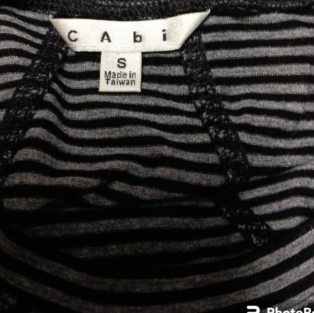 Cabi Striped Tech Long Sleeve Running Activewear Top Black Gray Size S - Picture 5 of 7